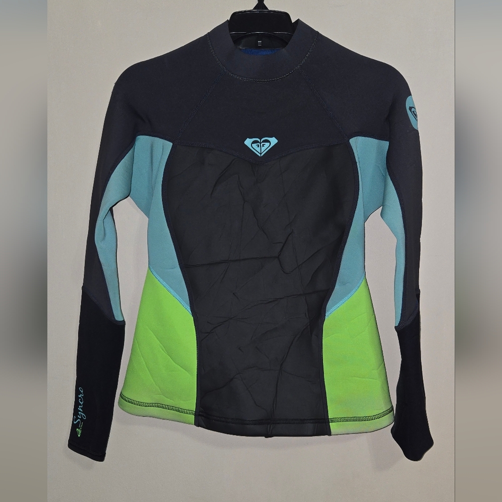 Roxy Syncro 1.5mm Wetsuit Women Heater Top Green Blue Size 12